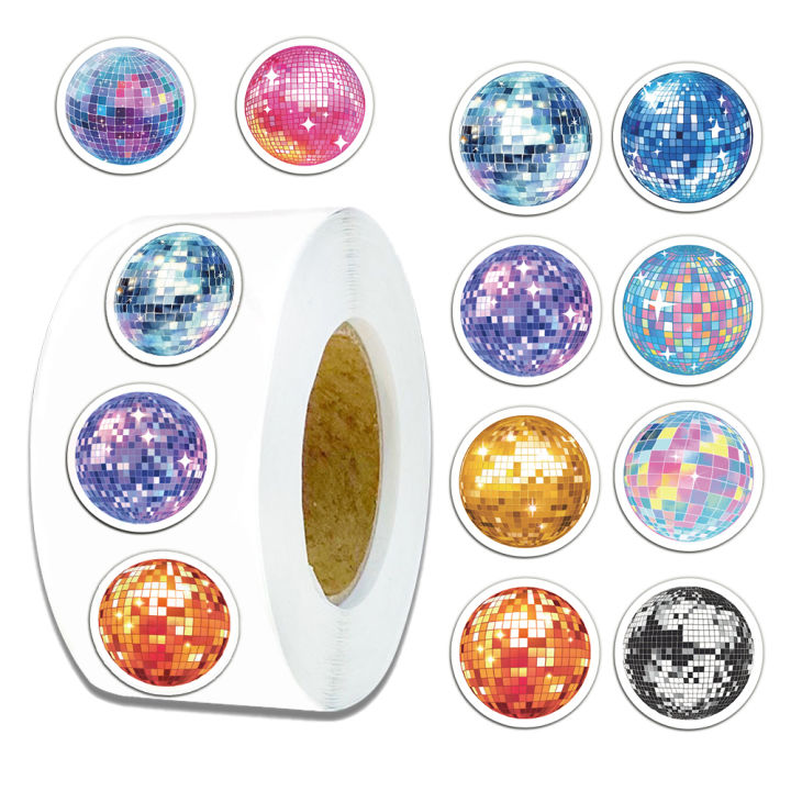 Sparkling Clean Sticker 500PCS Sparkling Disco Sticker Self-adhesive Round Decorative Packaging ...