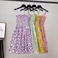 Summer Mini Dresses Fashion Female Elastic High Waist Casual Spaghetti Strap Sleeveless Dress Women Chiffon Dresses Vestidos.