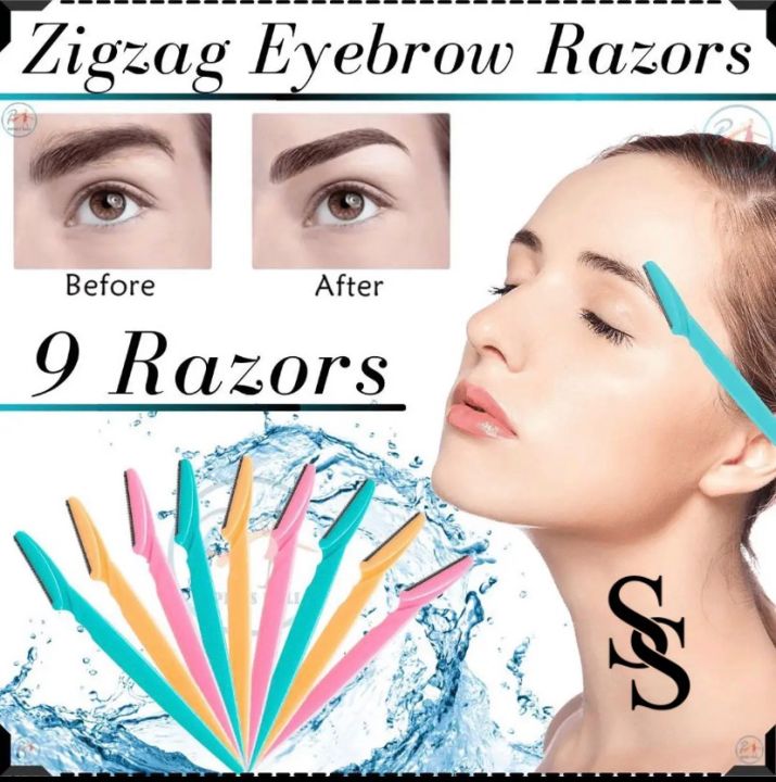 Achieve Perfectly Defined Brows! 9 pcs Original Zigzag Eyebrow Razor Set