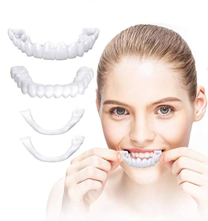 Instant Smile Snap On Teeth Veneers | Comfortable & Flexible Fit Cosmetic Denture Fix for Upper & Lower False Teeth