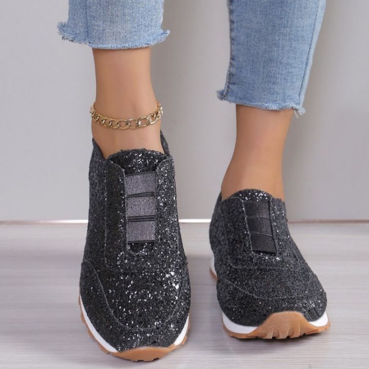 2024%20Autumn%20New%20Fashion%20Slip-on%20Low-heeled%20Women's%20Sneakers%20Gold%20Silver%20Trend%20Sport%20Shoes%20Ladies%20Outdoor%20Casual%20Walking%20Shoes%20-%20Image%205