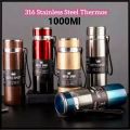 Insulated Water Bottle, 1 Litre Stainless Steel Water Bottle for 12 Hours Hot & Cold. 