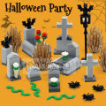 Marumine 111pcs Halloween Building Blocks Set MOC Bricks Model Kit Tomb Graveyard Accessories Parts Compatible 30103 30238 30115.