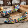 Women's Pointed Toe Graffiti Print Ballet Flats Lightweight Slip-On Non-Slip Fashion Casual Flat Shoes Large Size. 