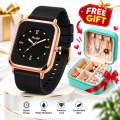 New Fashion Women Watches Silicone Strap Creative Quartz Watch Square Watch Simple Lady Clocks Wristwatch. 