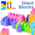 Jumbo Building Blocks for Kids, Big Size Construction Blocks with Wheels, Educational Creative Building Bricks Toy, Interlocking DIY Building Blocks Set for Boys & Girls, STEM Learning & Sensory Play Toy. 