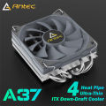 Antec A37 37mm ITX Low Profile CPU Cooler 92mm PWM fan 130W-TDP For Intel/AMD 12.8W/m.K Paste,I5-12400F/Ryzen-7500F Compatible. 