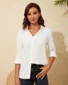 Formal Fashion Shirt Office Clothes Top Long Sleeves Collar Shirts For Women Button Plain. 