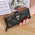 Women Wallet PU Leather Purse Female Long Wallet Gold Hollow Leaves Pouch Handbag For Women Coin Purse Card Holders Clutch. 