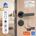 WINFREE Smart Fingerprint Door Lock Tuya Bluetooth Keyless Entry Smart Door Lock Alexa Google Assistant Interior Wooden Door. 