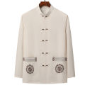 Tang Suit (top + Pants) Men's Middle-aged and Elderly Father Long Sleeve Old Man Clothes Grandpa Wear Chinese Style Tai Chi Suit.