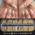 12Grids Metal Bow Nail Art Charm Gold 3D Bowknot Ribbon Nail Decoration Parts DIY Elegant Metallic Manicure Accessories Tools. 