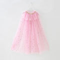 Little Girls Sequins Tulle Cape Children Princess Party Dress Up Cloaks Summer Thin Blue Pink White Halloween Birthday Costumes. 