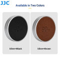 JJC Retro Leather Lens Cap for Instax Mini EVO Aluminum Anti-Dust Cap Cover for Fuji Mini Evo Lens Protection Cover.