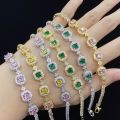 Moonso Luxury Pink Green Gold Color Princess Bracelet Bangle for Women Anniversary  Jewelry Wholesale S8239. 