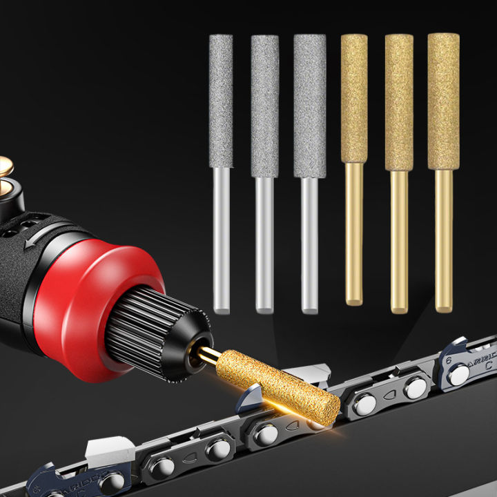 Diamond Titanium Coated Cylindrical Burr Chainsaw Sharpener Stone File ...