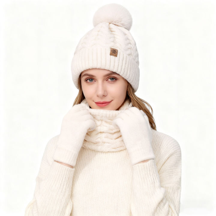 3Pcs%20Women%20Winter%20Hat%20Scarf%20Gloves%20Set%20Christmas%20Fur%20Ball%20Teenager%20Beanie%20Neck%20Warmer%20Suit%20Pompom%20Knitted%20Woman%20Men%20Cap%20Set%20-%20Image%204