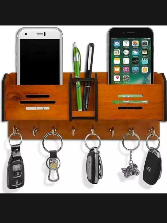 Wooden Keychain Holder for Mobiles And Tablets and Keys for Home Decoration Mobile Holder Keyholder