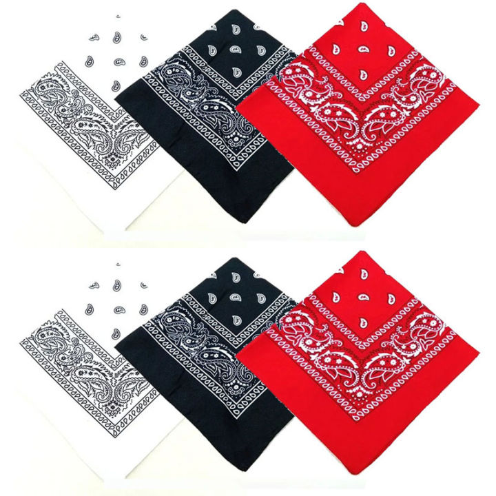 1/3/6pcs Cotton Bandana Headband Denim Men'S Cycling Sports Headwear Wrist Guard Single-Sided Headscarf Paisley Scarf