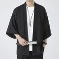 Black Samurai Clothing Japanese Style Cosplay Kimonos Shirt Traditional Haori for Women Men Harajuku Fashion Cardigan Yukata. 