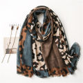 Spring Designer unique luxury brown ladies wild leopard scarf female long scarf shawl thin brown fashionable scarf long shawl.