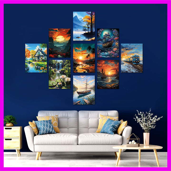 9Pcs/Set Flower Home Canvas Wall Painting Picture Living Room or Bedroom
