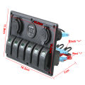 24V 12V 6 Buttons Switch Panel With Digital Voltmeter Tester USB Chargers 3.0 Light Toggle Car Power Adapter Marine Boat Caravan. 