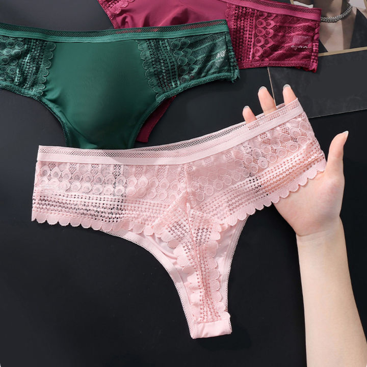 Men's%20%20Lace%20Underwear%20Seamless%20Ice%20Silk%20G-String%20Underwear%203D%20Bulge%20Pouch%20Solid%20Underpants%20High%20Elastic%20Breathable%20Pantie%20-%20Image%202