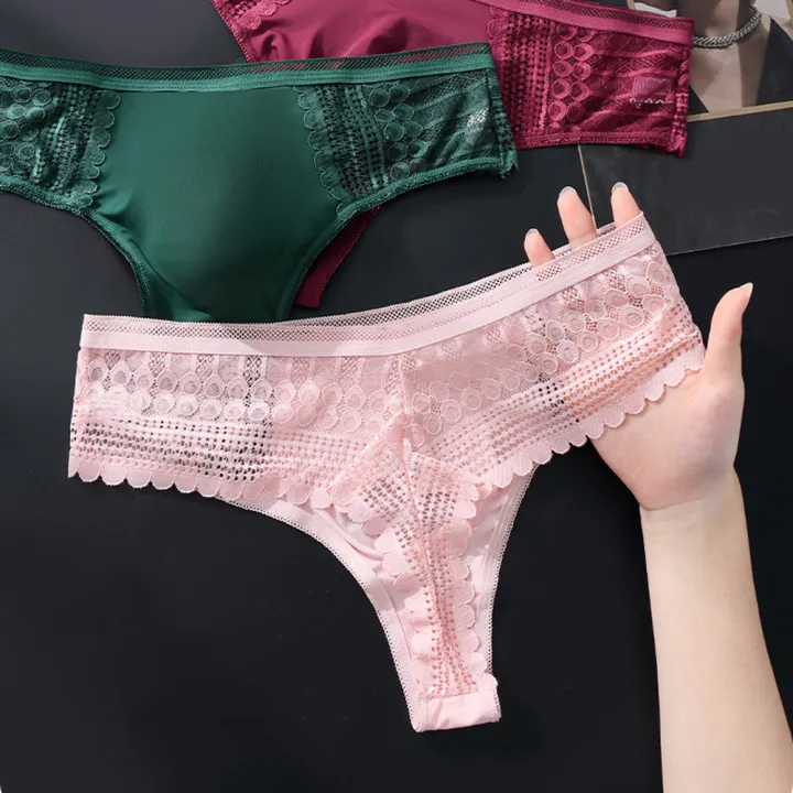 Men's%20%20Lace%20Underwear%20Seamless%20Ice%20Silk%20G-String%20Underwear%203D%20Bulge%20Pouch%20Solid%20Underpants%20High%20Elastic%20Breathable%20Pantie%20-%20Image%202