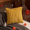 Cozy Faux Fur Plush Throw Pillow Cover - Fluffy Striped Winter & Christmas Decorative Cushion Case with Zipper Closure for Sofa. 
