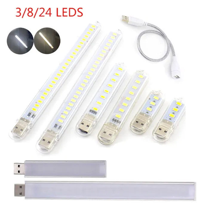 1PC Portable Mini 3/8/10/20/24 LED 5V USB DC Warm White Lamp Book Reading FLashlight Night Light Lighting for Lighting Computer