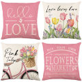 4Pcs Floral Throw Pillow Cases Square Linen Waist Protection Cushion Cover Bed Sofa Pillow Covers Home Decor Pillowcases 45x45CM. 