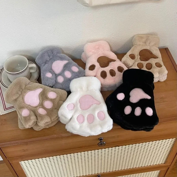 Lovely%20Plush%20Cat%20Claw%20Paw%20Gloves%20Plush%20Mittens%20Warm%20Soft%20Plush%20Short%20Fingerless%20Fluffy%20Bear%20Gloves%20Costume%20Half%20Finger%20Gloves%20-%20Image%203