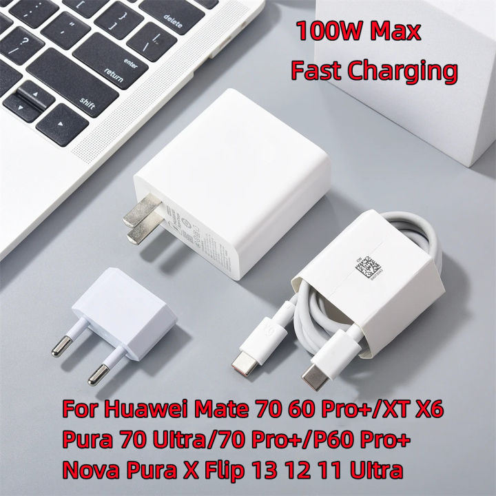 Huawei Pura 70 80 Ultra 100W Universal Charger USB A/C Port SuperCharge Adapter Type C Cable Compatible Mate 70 60 50 Pro P60PRO