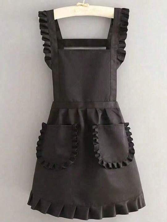 Stylish%20Korean%20Fashion%20Apron%20Princess%20Apron,%20Canvas%20Waterproof%20Dining%20Apron%20with%20Pockets,%20Polyester%20Apron%20for%20Women,%20Simple%20S%20-%20Image%205