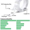 5M Nano Tape Double Sided Tape Transparent NoTrace Reusable Waterproof Adhesive Tape Cleanable Home Gekkotape. 