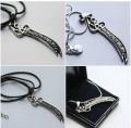 2pcs/New Combo  Deal -Mens Fashion Sterling Islamic Imam Ali Nacklace+Black Stone Braclet-Top Fashion High Quality Shar E Ali Sword Nacklace With Black Stone I'mam Zulfikar Ali Logo Braclete For Boys And Men's -Islamic Nacklace With Braclet For Men. 