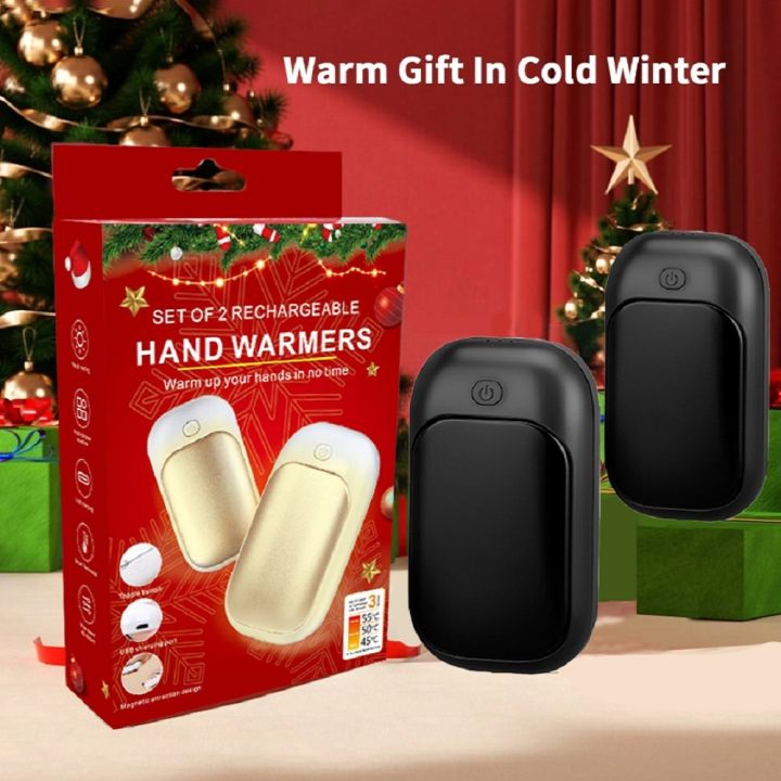 Magnetic rechargeable hand warmer 2-piece set, portable handheld heater, men's technology , essential for winter