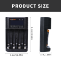 POWERKAN ALL4 AA/AAA 4-slot Small Convenient Battery Charger for 1.2V  Hi-MH& 1.5V/3.7VLi-ion With LCD Screen. 