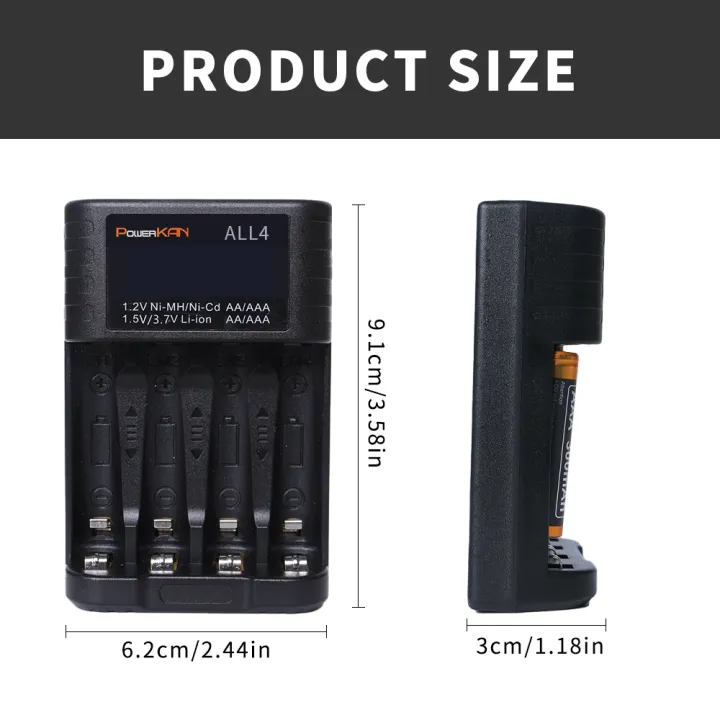POWERKAN%20ALL4%20AA/AAA%204-slot%20Small%20Convenient%20Battery%20Charger%20for%201.2V%20%20Hi-MH&%201.5V/3.7VLi-ion%20With%20LCD%20Screen%20-%20Image%203