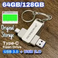 2 in 1 metal body USB 3.0/2.0 high speed pendrive type c / USB port pendrive original storage pendrive.