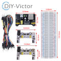 3.3V/5V MB102 Breadboard Power Module+MB-102 830 Points Prototype Bread board For Arduino DIY Kit +65 Flexible Jumper Wires. 