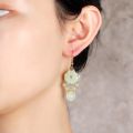 New Fashion Green Jade Marrow Flowers Tassel Drop Earrings for Women Ethnic Style Stud Earring Pretty Jewelry Gifts.