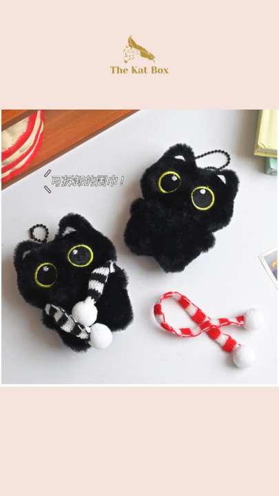 New Hand-made Big-eyed Black Cat Plush Doll, Pendant, Bag Hanging Ornaments