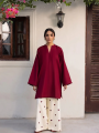 Paristaan |Heart Embroidered Flapper 2PCs Dress for Women – V-Neck Short Shirt with Side Pockets & Matching Trouser – Casual Summer Outfit For Women. 