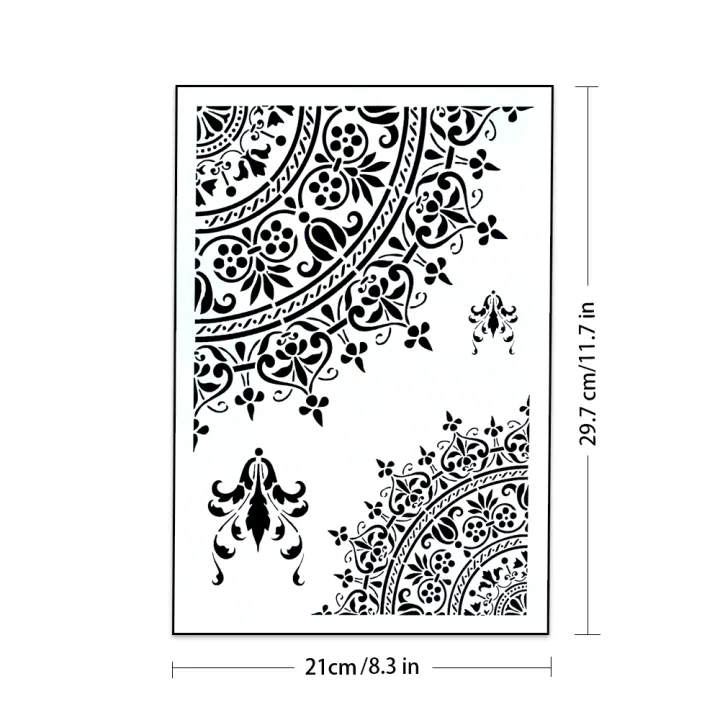 A4 Size DIY Craft Layering Mandala Feather Stencil For Wall Painting ...