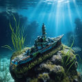 Aquarium Decoration Shipwreck Landscape with Textured Rock Design - Fish Habitat, Solid Structure Suitable for Aquatic Pets.