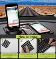 Car Dashboard Anti Slip Phone Mat with 360 Degrees Rotating Phone Holder Non-Slip Multifunctional 6 in 1 Anti-Skid Phone Mat with Parking Numbers for Coins Keys Cell Phones. 