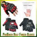 Pro-Biker Half Hand Gloves Premium Quality Red Color.