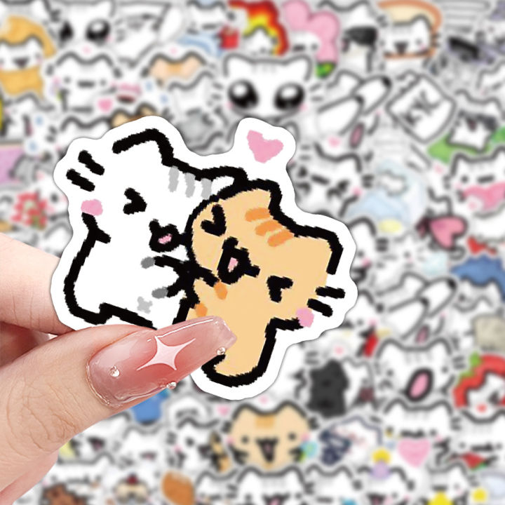 25/50pcs Line Kitten Daily Graffiti Sticker Cute Cat Cartoon Decal for ...
